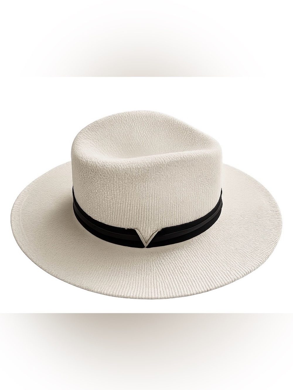 Vince Camuto Cream Fedora with Black Band